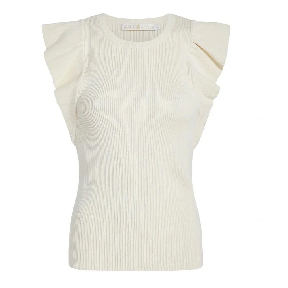 RORY TOP Rib Knit Ruffle Tee size small - Picture 5 of 8